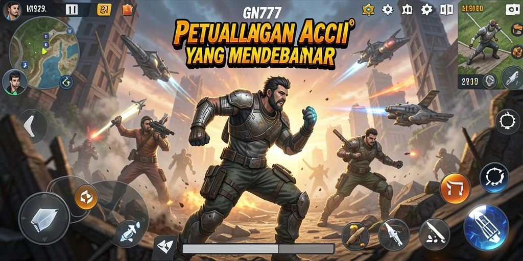 Screenshot utama dari GN777 menampilkan aksi mendebarkan dalam gameplay.